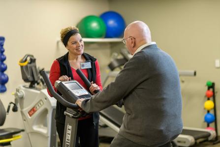 Rehabilitation Specialist and her patient at New London Hospital