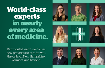 A graphic that reads 'world class experts in nearly every area of medicine' with pictures of eight people.