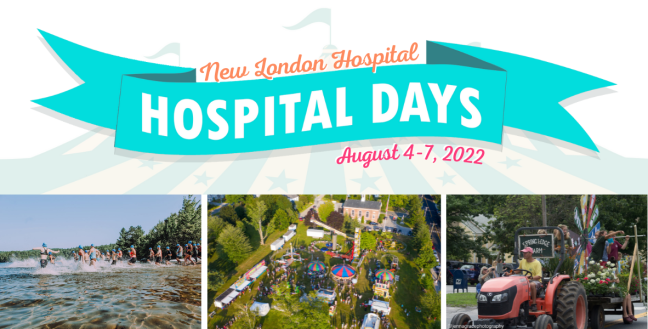 Hospital Days banner with photos of the Triathlon, Midway, and Parade