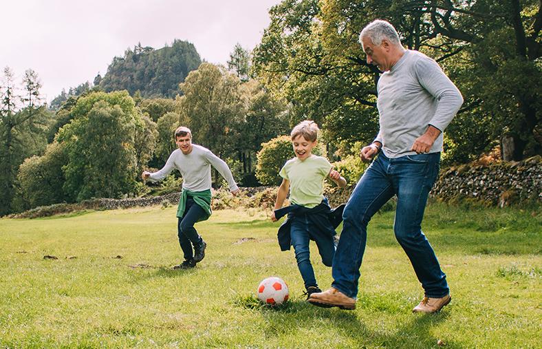 Group of people playing soccer
